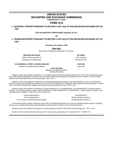 Vorschaubild Aon 10-Q Quartalsbericht 2017 