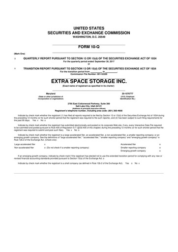 Miniature Extra Space Storage
 10-Q Rapport trimestriel 2017 