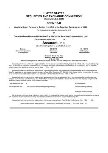 Thumbnail Assurant 10-Q Quarterly Report FY2017 