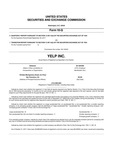 Thumbnail Yelp 10-Q Quarterly Report FY2017 