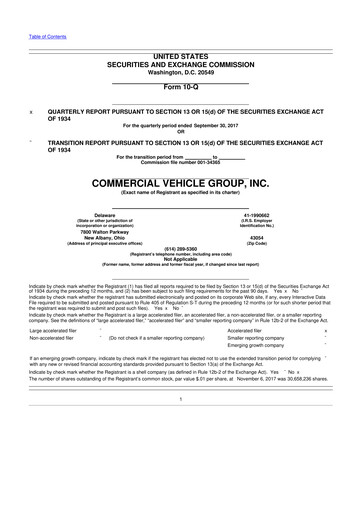 Vorschaubild Commercial Vehicle Group (CVG) 10-Q Quartalsbericht 2017 