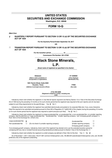 Thumbnail Black Stone Minerals
 10-Q Quarterly Report FY2017 