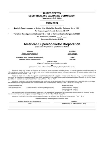 Vorschaubild American Superconductor Corporation 10-Q Quartalsbericht 2017 