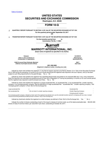 Vorschaubild Marriott International 10-Q Quartalsbericht 2017 