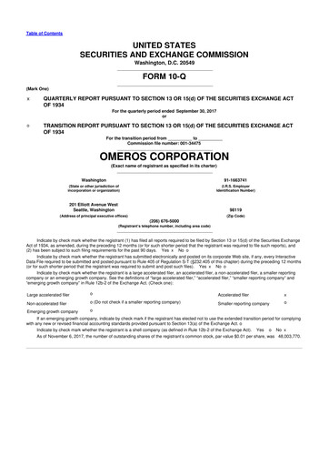 Vorschaubild Omeros Corporation 10-Q Quartalsbericht 2017 