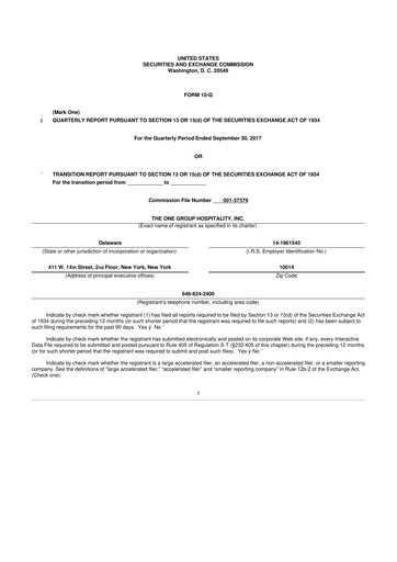 Thumbnail The ONE Group Hospitality 10-Q Quarterly Report FY2017 