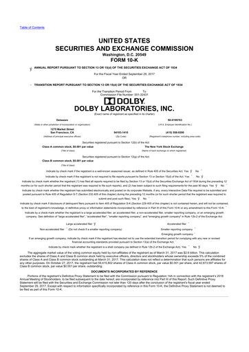 Miniature Dolby 10-K Rapport annuel 2017