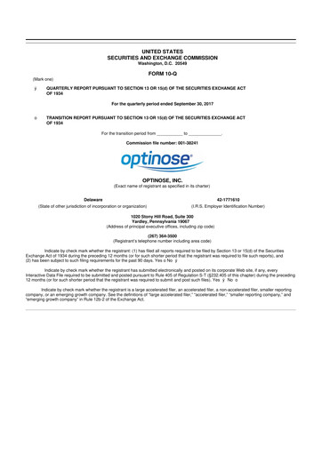 Thumbnail OptiNose 10-Q Quarterly Report FY2017 