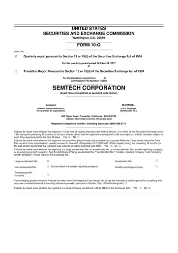 Vorschaubild Semtech 10-Q Quartalsbericht 2018 