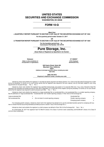 Vorschaubild Pure Storage
 10-Q Quartalsbericht 2018 