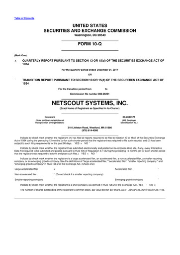 Thumbnail NETSCOUT 10-Q Quarterly Report FY2018 