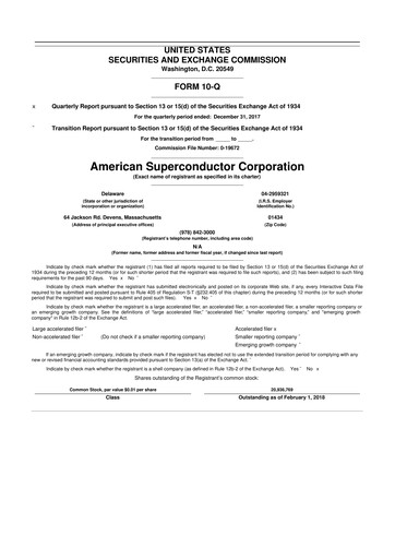 Vorschaubild American Superconductor Corporation 10-Q Quartalsbericht 2017 