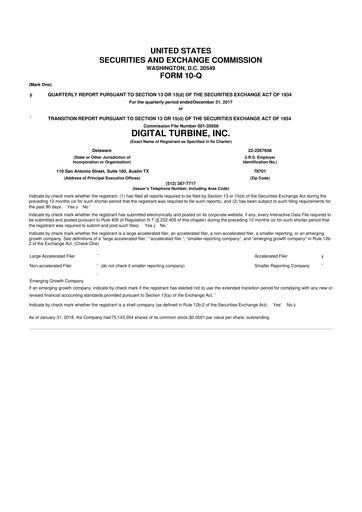 Thumbnail Digital Turbine
 10-Q Quarterly Report FY2018 