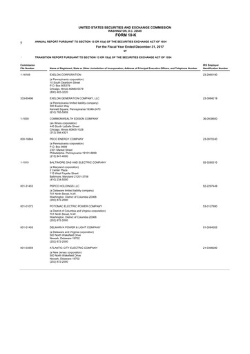 Thumbnail Exelon Corporation 10-K Annual Report 2017