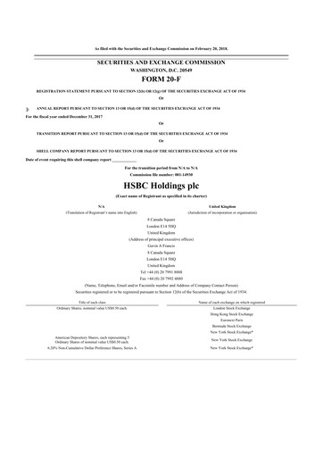 Miniature HSBC 20-F Rapport annuel 2017