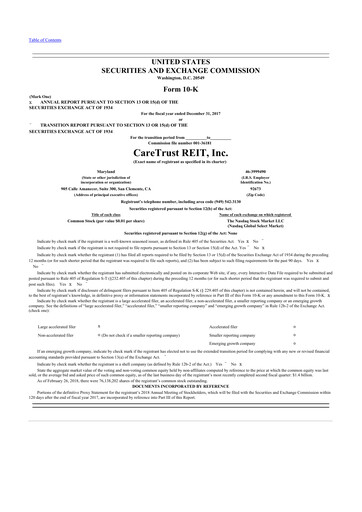 Thumbnail CareTrust REIT
 10-K Annual Report 2017
