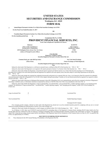 Thumbnail Provident Financial Services 10-K Annual Report 2017