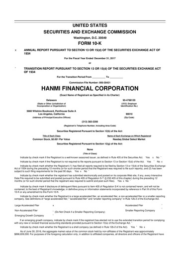 Thumbnail Hanmi Financial 10-K Annual Report 2017