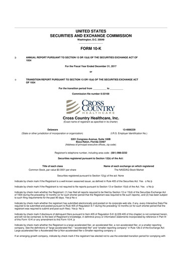 Thumbnail Cross Country Healthcare 10-K Annual Report 