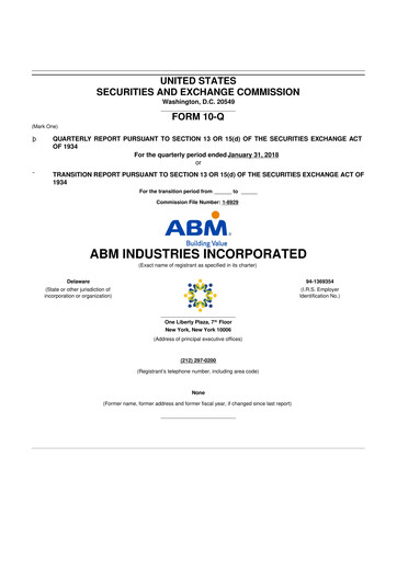 Thumbnail ABM Industries
 10-Q Quarterly Report FY2018 