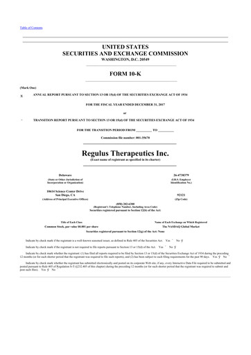 Thumbnail Regulus Therapeutics 10-K Annual Report 2017