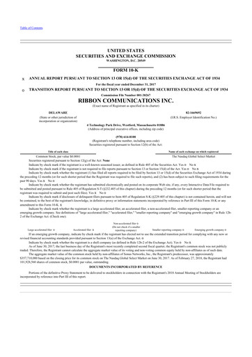 Thumbnail Ribbon Communications 10-K Annual Report 2017