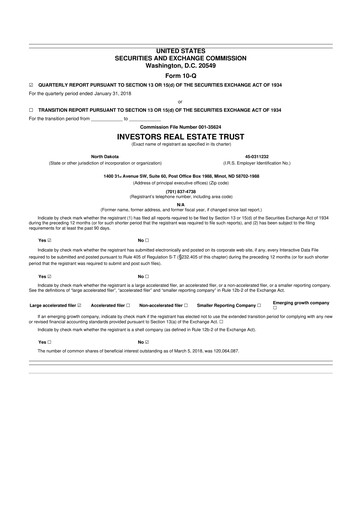 Thumbnail Centerspace 10-Q Quarterly Report FY2018 