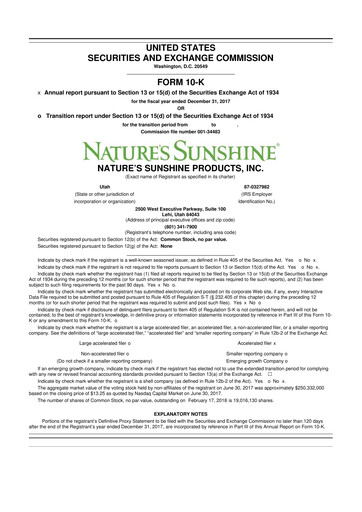 Thumbnail Nature's Sunshine Products 10-K Annual Report 2017