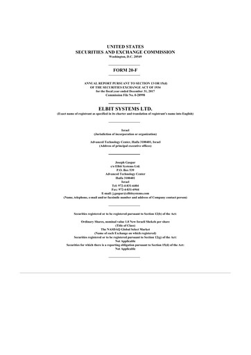 Thumbnail Elbit Systems
 20-F Annual Report 2017