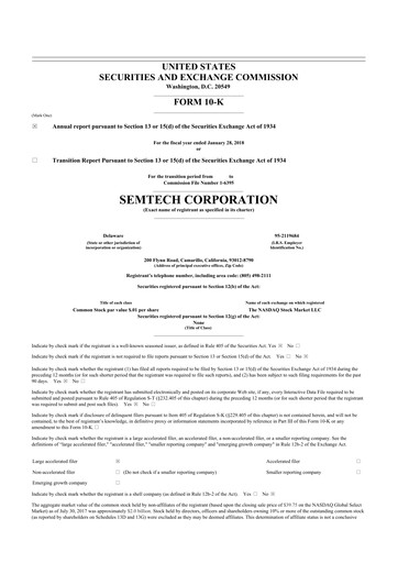 Thumbnail Semtech 10-K Annual Report 2018