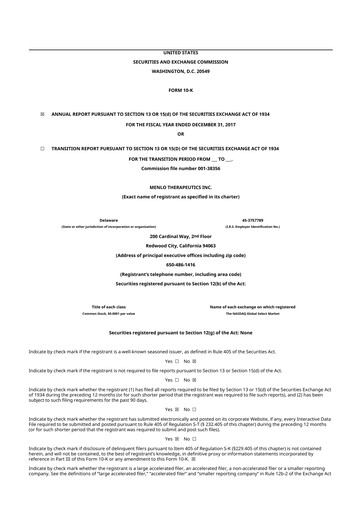 Thumbnail VYNE Therapeutics 10-K Annual Report 2017
