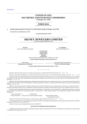 Thumbnail Signet Jewelers
 10-K Annual Report 2018