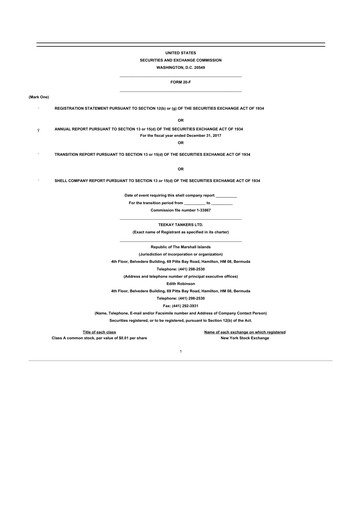 Thumbnail Teekay Tankers 20-F Annual Report 2017