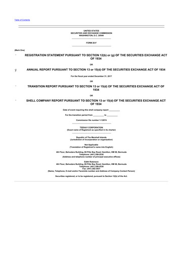 Vorschaubild Teekay 20-F Jahresbericht 2017