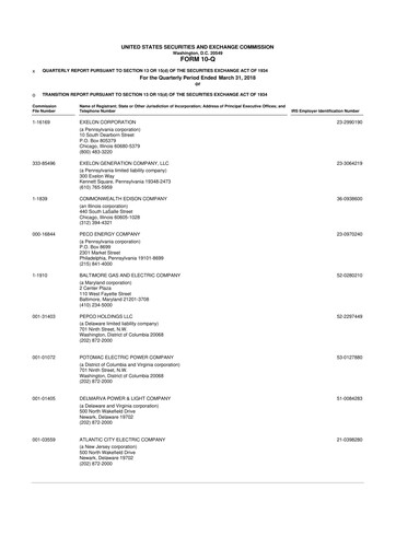 Thumbnail Exelon Corporation 10-Q Quarterly Report FY2018 