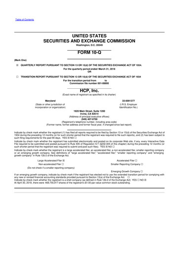 Thumbnail Healthpeak Properties
 10-Q Quarterly Report FY2018 