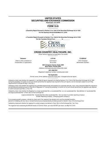 Thumbnail Cross Country Healthcare 10-Q Quarterly Report FY 