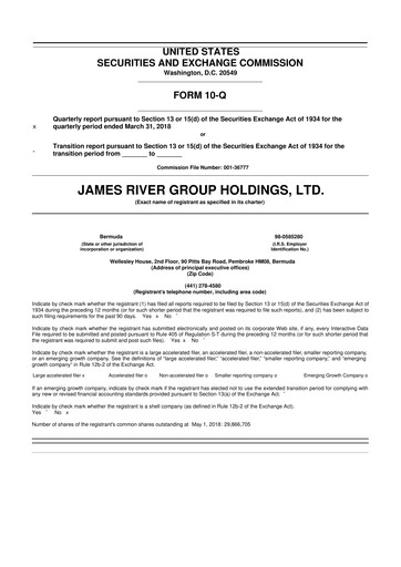 Miniature James River Group 10-Q Rapport trimestriel 2018 