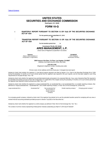 Vorschaubild Ares Management
 10-Q Quartalsbericht 2018 