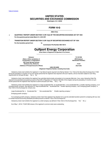 Thumbnail Gulfport Energy 10-Q Quarterly Report FY2018 