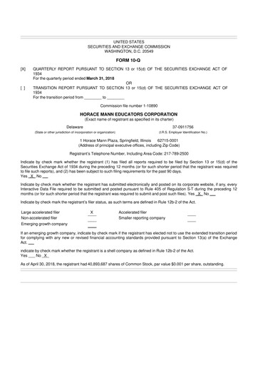 Vorschaubild Horace Mann Educators 10-Q Quartalsbericht 2018 