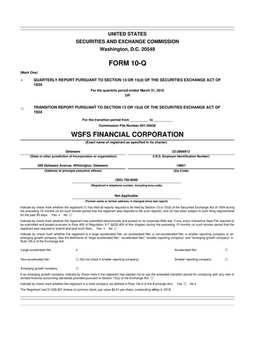 Thumbnail WSFS Financial 10-Q Quarterly Report FY2018 