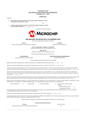 Thumbnail Microchip Technology 10-K Annual Report 2018