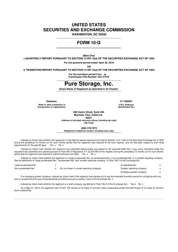 Vorschaubild Pure Storage
 10-Q Quartalsbericht 2019 