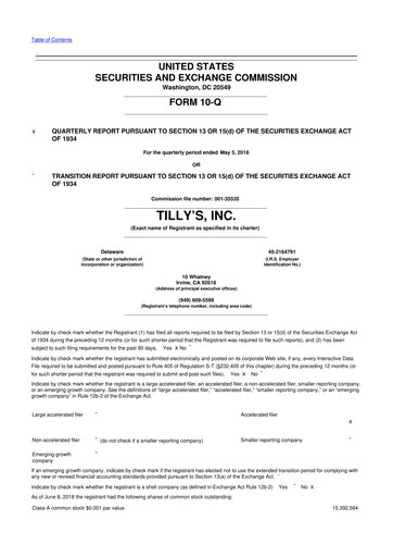 Thumbnail Tillys
 10-Q Quarterly Report FY2018 