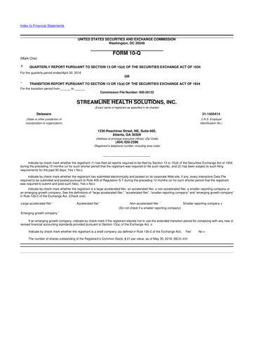 Thumbnail Streamline Health Solutions 10-Q Quarterly Report FY2018 