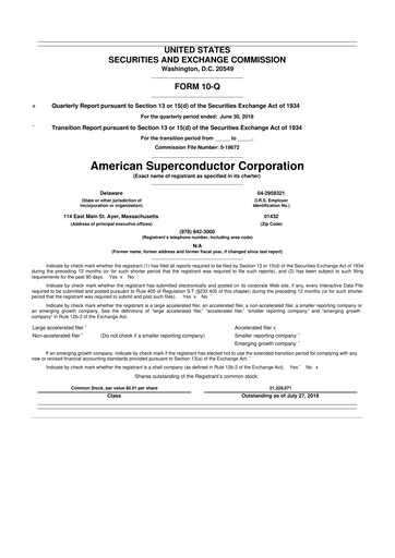 Vorschaubild American Superconductor Corporation 10-Q Quartalsbericht 2018 