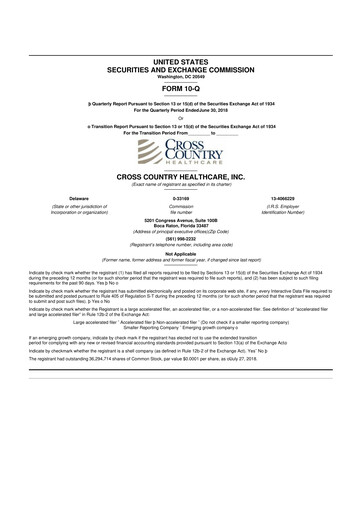Thumbnail Cross Country Healthcare 10-Q Quarterly Report FY 