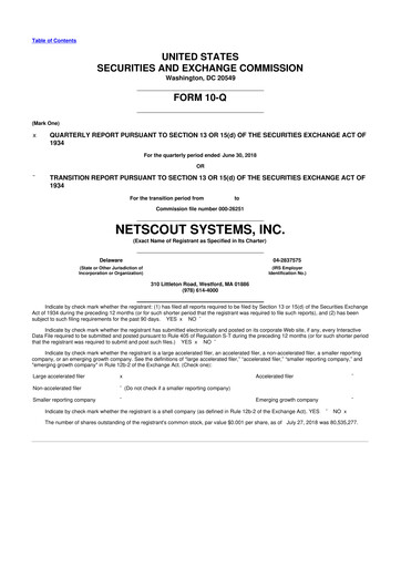 Thumbnail NETSCOUT 10-Q Quarterly Report FY2019 