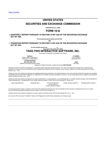 Miniature Take-Two Interactive
 10-Q Rapport trimestriel 2018 